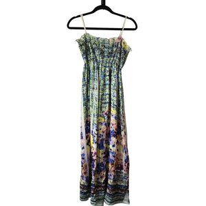 Lapis Anthropologie Y2K Floral Dress Sleeveless Colorful Smocked Women's OS